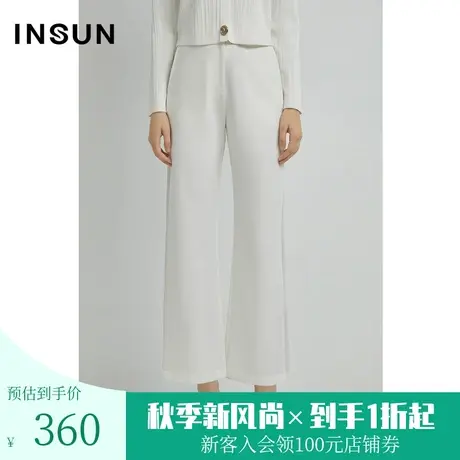 恩裳2023早春新品经典立体裁剪设计网布条纹直筒西装裤女商品大图