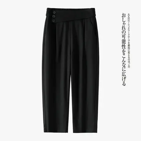 七分棉麻休闲裤女夏季高腰宽松哈伦裤2023年新款时尚百搭小脚西裤图片