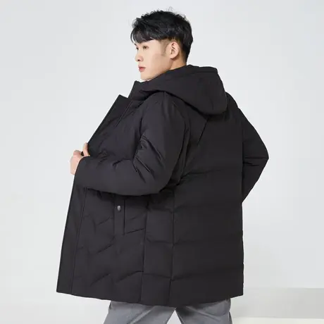 连帽羽绒服连帽男士中长款白鸭绒图片