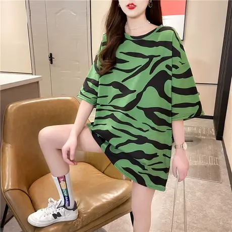 2023年春夏设计感小众情侣女装上衣服网红斑马纹ins宽松短袖t恤潮商品大图