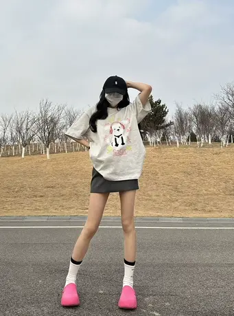 纯棉重磅美式复古设计感短袖t恤女夏季宽松港味chic上衣半袖体恤商品大图