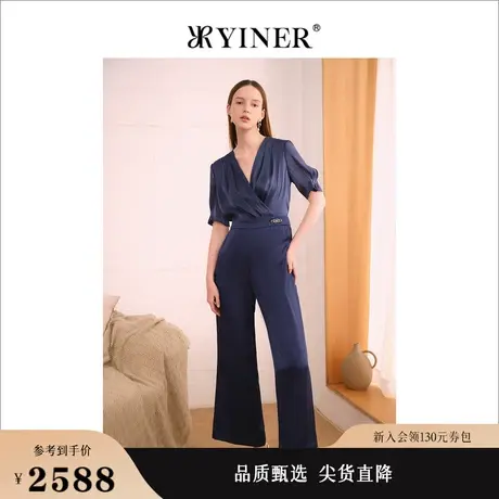 YINER音儿女装夏季女装时尚休闲通勤百搭V领连体裤商品大图