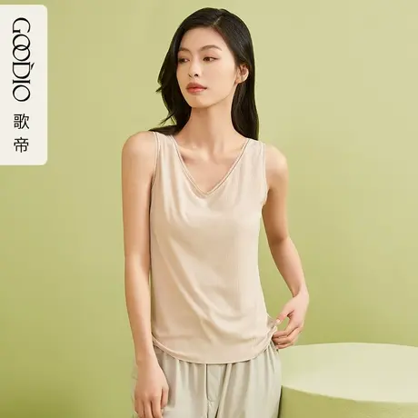歌帝2023新春夏专柜同款女士莫代尔蚕丝打底时尚罗纹女背心夏季商品大图