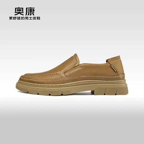 AOKANG奥康 春秋季时尚工装休闲皮鞋真皮软底舒适一脚蹬男鞋图片