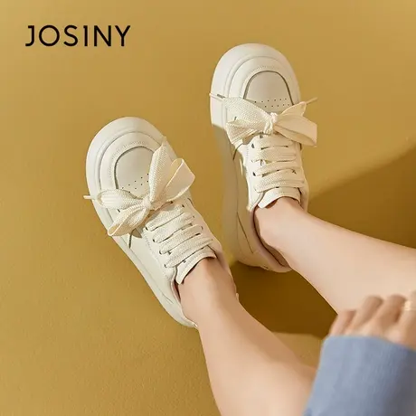 Josiny/卓诗尼小白鞋2023夏秋新款气质蝴蝶仙女休闲单鞋厚底女鞋商品大图