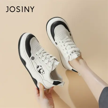 Josiny/卓诗尼板鞋女2024新款春季增高厚底透气百搭休闲熊猫鞋女商品大图