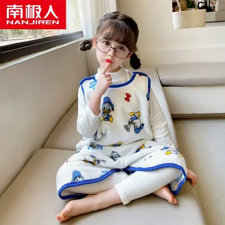 南极人宝宝背心式睡袋婴儿连体法兰绒无袖睡裙女童薄款儿童防踢被商品大图