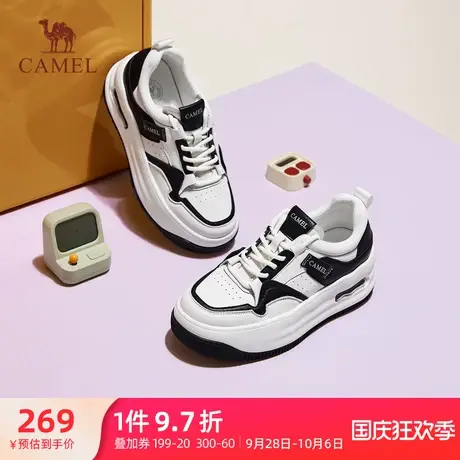 骆驼女鞋2023年秋季新款深口系带经典百搭休闲厚底系带板鞋女商品大图