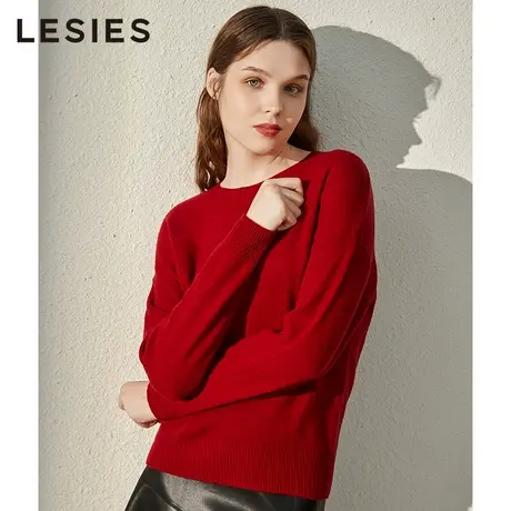 【100%羊毛】蓝色倾情秋冬季女装新款圆领简约套头绵羊毛慵懒毛衣图片