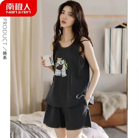 睡衣女夏款夏季纯棉背心吊带性感套装女士无袖趣味家居服夏天女款图片
