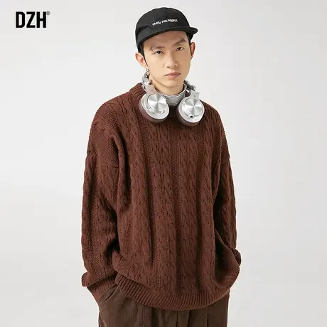 男士复古慵懒圆领毛衣男秋冬款套头外套美式长袖针织衫2023年新款商品大图