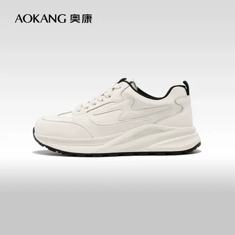 奥康女鞋 春秋季新款简约百搭时尚运动休闲鞋厚底通勤小白鞋商品大图