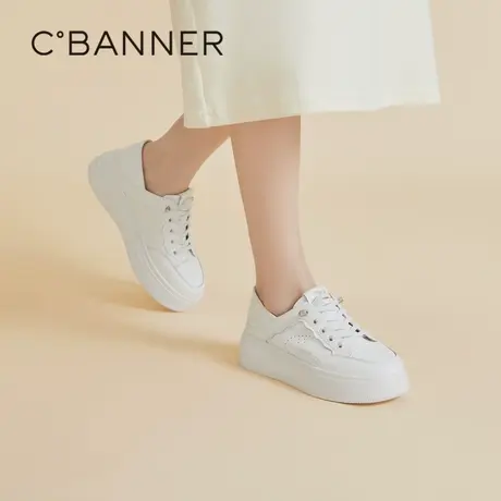 千百度厚底小白鞋春季新款增高板鞋女两穿轻便运动休闲鞋透气百搭图片