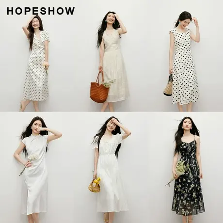 红袖outlets2024热卖新款连衣裙 秋冬针织碎花连衣裙合集hopeshow图片