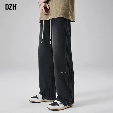 男士黑色牛仔裤男夏季薄款潮牌休闲直筒裤宽松2025新款老爹裤百搭图片