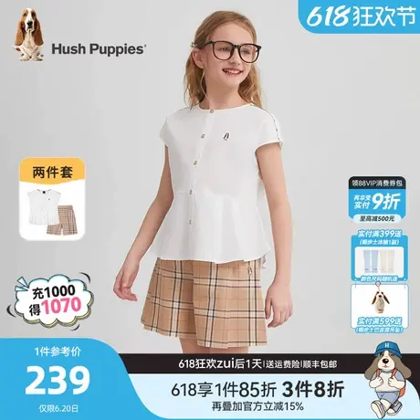 暇步士童装女童套装25夏装新品中大童学院风衬衣宝宝儿童宽松裙裤商品大图