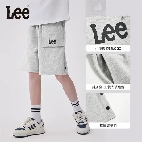lee儿童裤子2025新款男孩时尚休闲短裤五分裤子夏天薄款花灰色图片