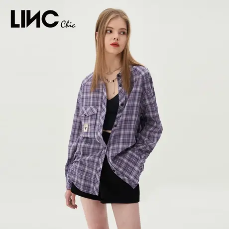 LINCCHIC金羽杰衬衫女新款学院感轻薄格纹衬衫防晒衫女S232SH271Y商品大图