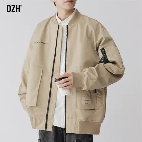 男士卡其色夹克男2023秋季新款潮牌百搭男装宽松休闲外套美式上衣商品大图