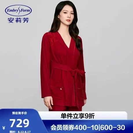 安莉芳秋冬双面绒v领本命年红色睡衣女士可外穿家居服套装EL00810商品大图