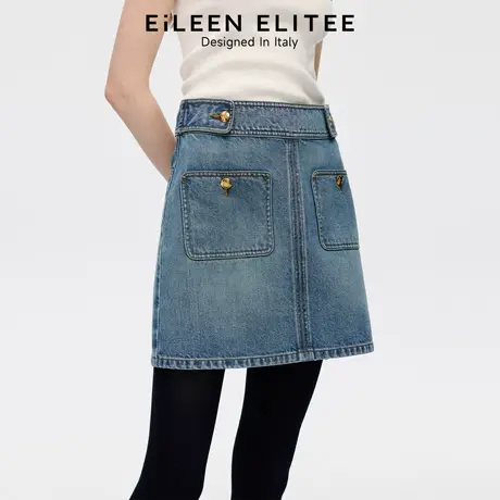 EiLEEN ELITEE2025年秋新款时尚复古牛仔小个子半身裙A字半裙短商品大图