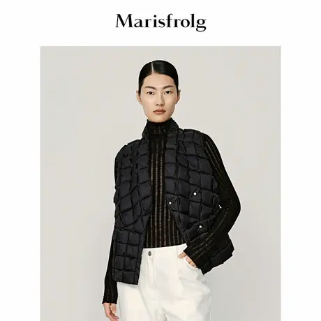 勿上架Marisfrolg玛丝菲尔冬黑色白鹅绒保暖羽绒马甲外套图片