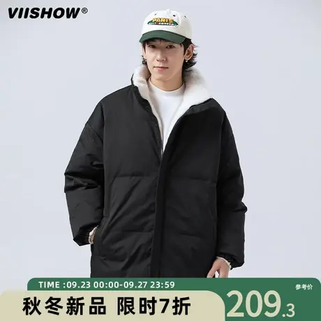 VIISHOW双面穿仿羊羔毛棉服男冬季棉衣加绒加厚仿羊羔绒外套潮商品大图