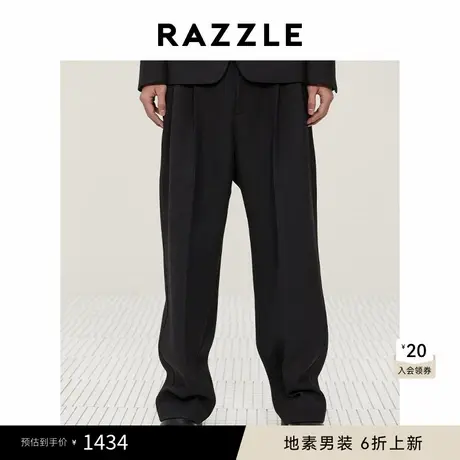RAZZLE地素 男装黑色2025春季双褶西裤图片
