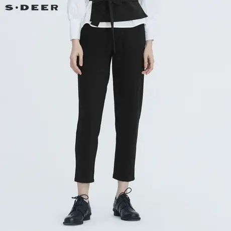 sdeer圣迪奥休闲插袋基本款黑色九分裤裤子高街ins潮S20480801商品大图