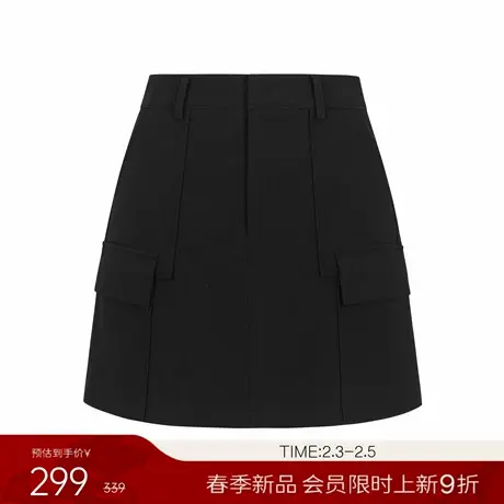 【2.3新品会员9折】衣香丽影黑色工装风半身裙女春装高腰短裙子图片