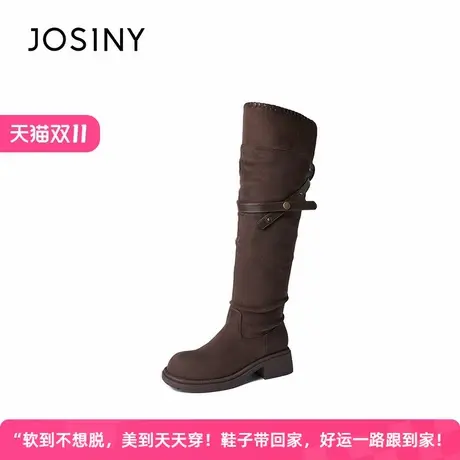 卓诗尼2025年秋季新款时尚百搭休闲女款高筒靴骑士靴不过膝图片