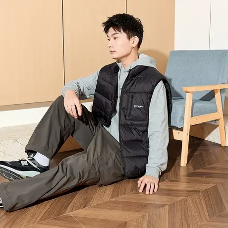 唐狮秋冬新款男士羽绒马甲立领拉链短款羽绒服复古潮流设计感TD图片