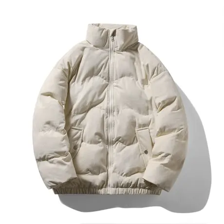 冬季棉衣男时尚简约纯色加厚宽松大码保暖外套青年休闲冬天男棉袄图片