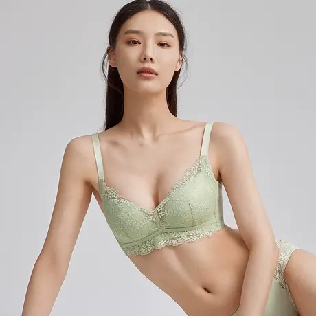 2023新品都市丽人婴肌棉聚拢蕾丝抗菌无钢圈透气柔软上托文胸内衣商品大图