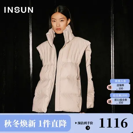 恩裳COVER2023年冬季时髦立领设计轻薄简约保暖斜插袋羽绒服马甲商品大图