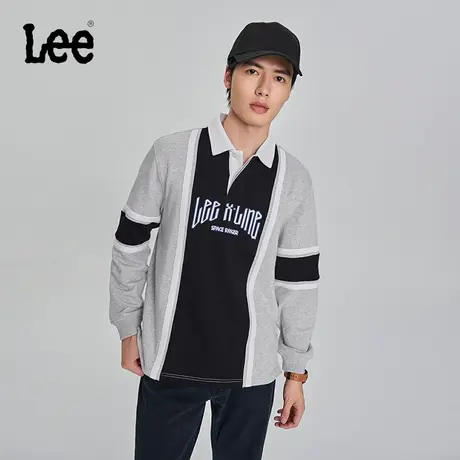 LeeXLINE23秋冬新品舒适版灰色运动感Polo领男卫衣LMT007100204图片