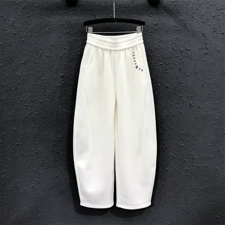 个性数字刺绣哈伦裤女23秋冬新款松紧腰时尚百搭加绒加厚休闲长裤商品大图