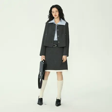 omont蛋挞家 圆领小香风外套女春季2023年新款高级感西装短外套商品大图