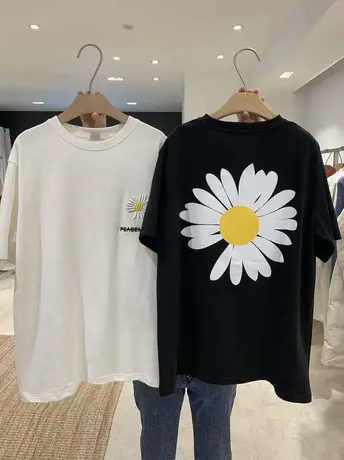 2024夏装新款大码女装短袖t恤女小雏菊刺绣宽松韩版百搭洋气上衣商品大图