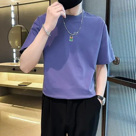 夏季五分袖T恤宽松短袖ins潮牌半袖2023新款男半袖夏装高级感体恤商品大图