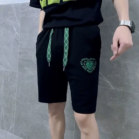 夏季男士短裤五分裤裤子大裤衩宽松宽松休闲潮流沙滩运动刺绣卫裤商品大图