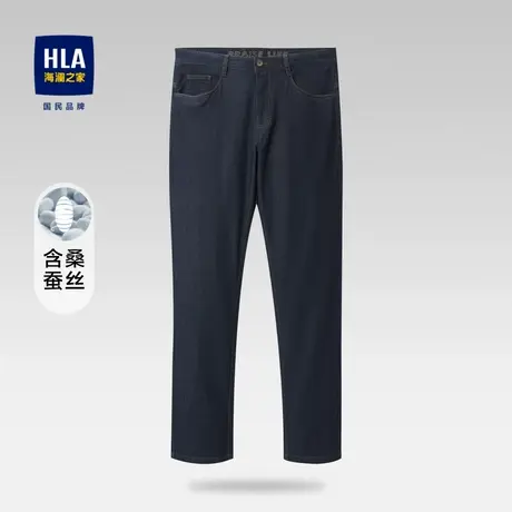 HLA/海澜之家时尚牛仔裤含桑蚕丝宽松绅士裤子男图片