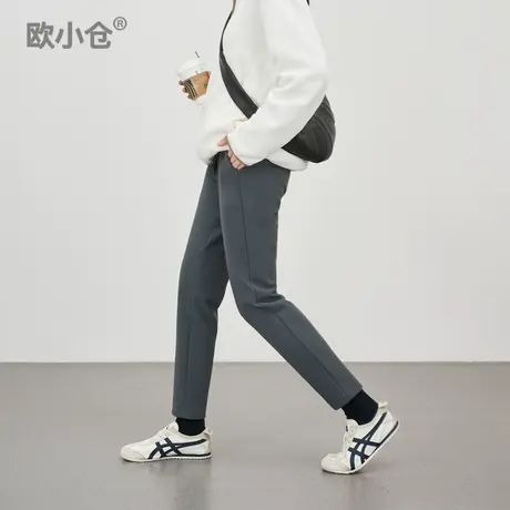 欧小仓3D打印气凝胶轻量保暖优雅御寒B备秋冬松紧腰弹力通勤西裤图片