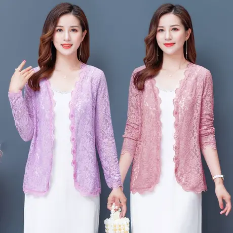 夏季薄款蕾丝小披肩超仙配裙子开衫吊带外搭短款防晒衣外披上衣女图片