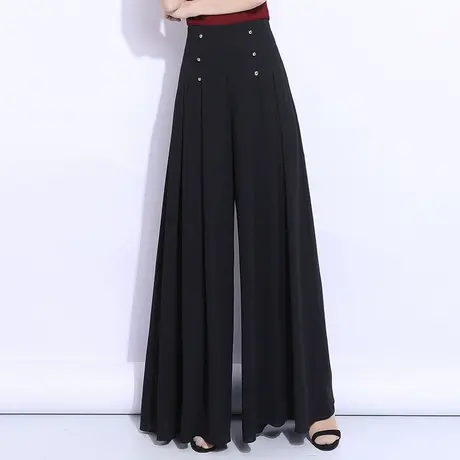 高腰雪纺裙裤女夏季宽松阔腿裤2023新款韩版垂感宽腿裤休闲长裤子商品大图