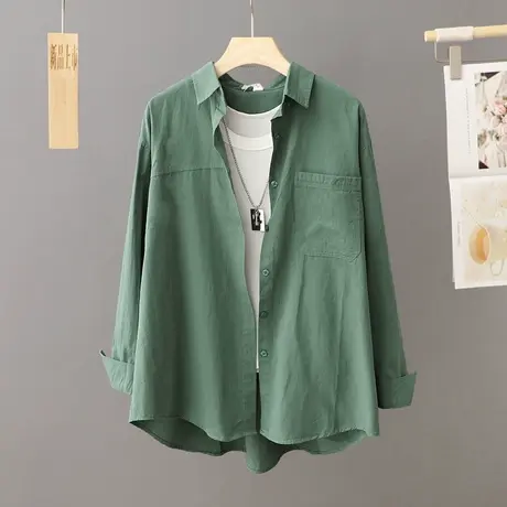 2024年秋季新款纯色长袖衬衫女装宽松小众百搭衬衣温柔风外套上衣商品大图