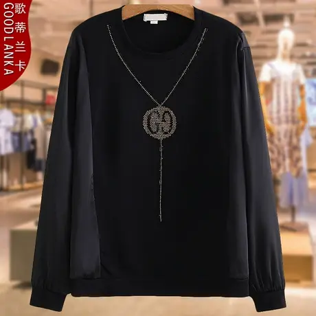 中年女士妈妈秋装新款镶钻针织衫上衣洋气时尚中老年人卫衣打底衫商品大图