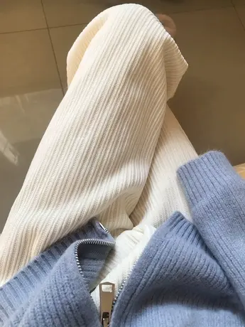 雪尼尔阔腿裤女加绒春秋冬高腰小个子米白色灯芯绒休闲针织拖地裤图片