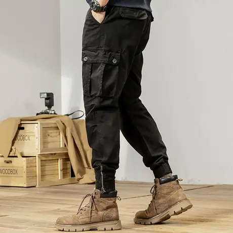 工装裤男士新款宽松束脚裤ins潮牌帅气百搭哈伦休闲宽松束脚裤子商品大图