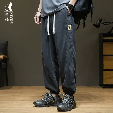 2025夏季新款天丝凉感休闲裤男束脚运动裤九分裤宽松大码男士裤子商品大图